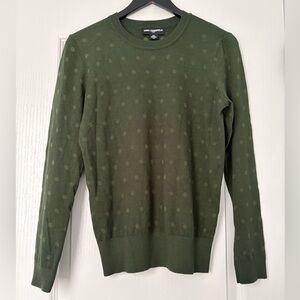 KARL LAGERFELD - Olive Green Polka Dot Crewneck Sweater Lightweight Knit